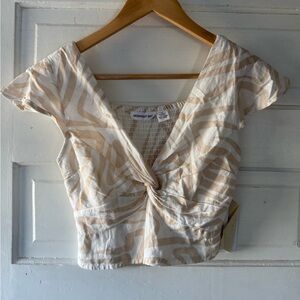 Midnight Sky Beige Zebra Print Crop Top